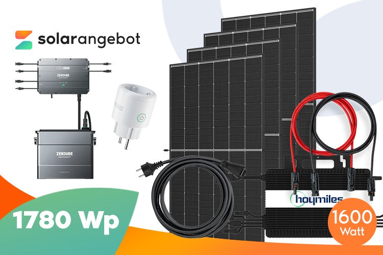 Balkonkraftwerk 1780Wp mit Speicher – 4× Trina 445Wp Full Black + 1,92kWh Akku