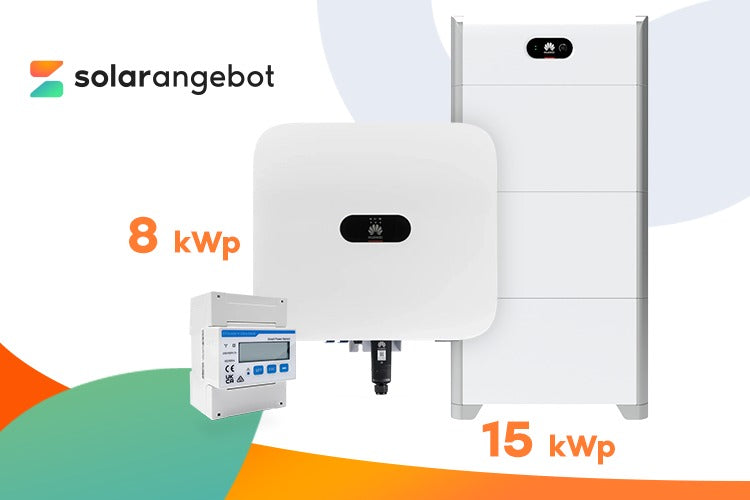 Huawei Solarpaket mit 8kW Hybrid-Wechselrichter, 15kWh Speicher & Smart Meter