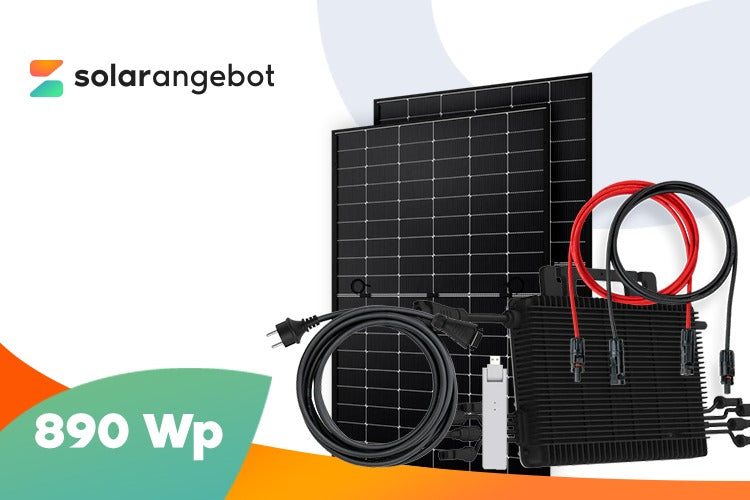 Balkonkraftwerk 890 Wp – 2× Jolywood 445 Wp Bifazial Full Black + Hoymiles HMS-800W-2T Mikrowechselrichter
