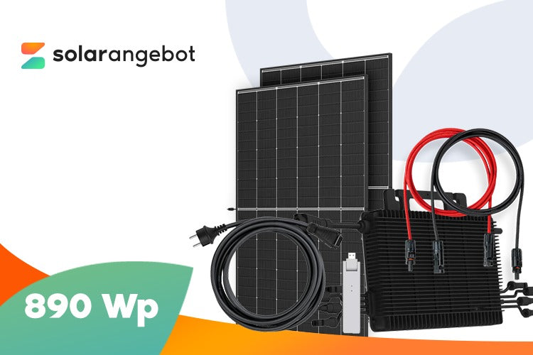Balkonkraftwerk 890 Wp – 2× Trina Vertex S+ 445 Wp Module & Hoymiles HMS-800W-2T Mikrowechselrichter