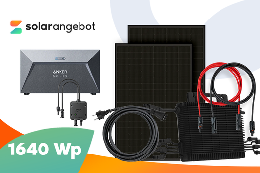 Balkonkraftwerk 1780Wp – 4x Jolywood Bifazial Fullblack 445Wp mit 1,6 kWh Anker SOLIX Speicher