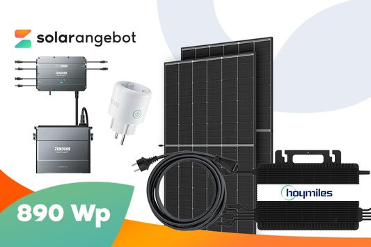 Balkonkraftwerk 890Wp Set mit 1,9 kWh Speicher – 2x Trina Solar Glas-Glas Black Frame
